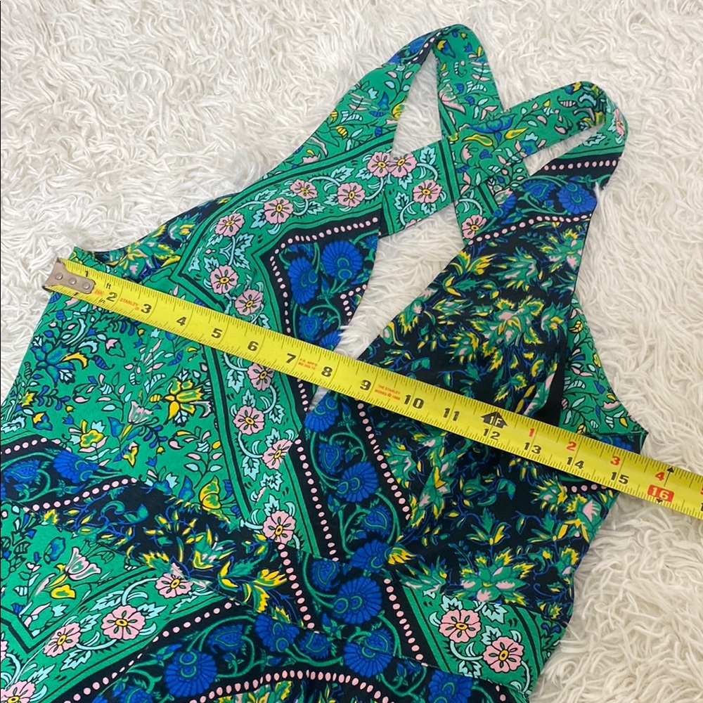 Topshop Green Blue Paisley Handkerchief Midi Dress - Picture 8 of 12